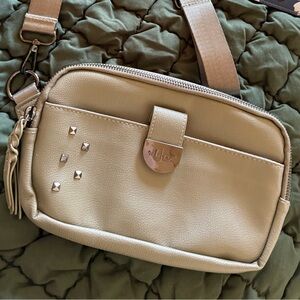 Neutral Crossbody Bag with Stud Accents